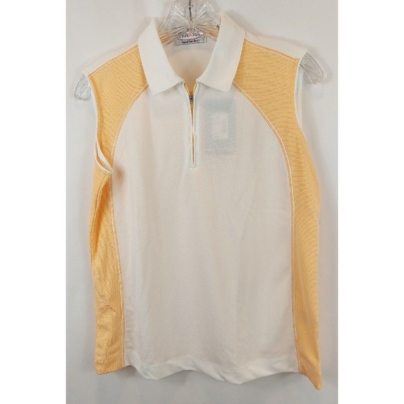 Tehama Womens Hang Em Dry Golf/Tennis Sleeveless Half Zip White/Orange, S - NWT - Picture 4 of 11